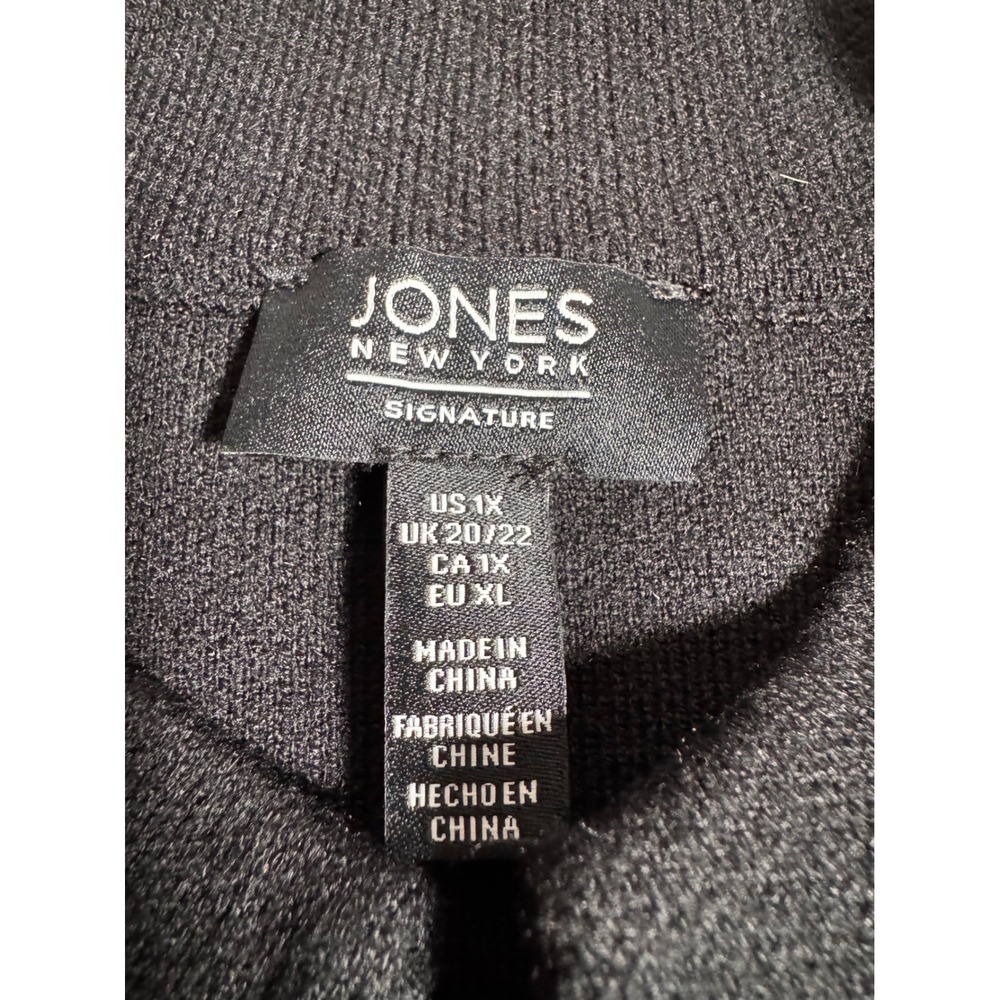 Jones New York Signature Black Military Knit Jacket Cardigan Gold Buttons 1X - Picture 5 of 10